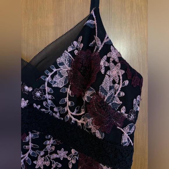 Black & Purple Embroidered Petite Dress - Picture 2 of 6